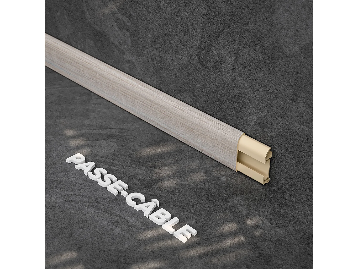 Plinthe Passe-Câble PVC 50 mm - Chêne Naturel - 1 m