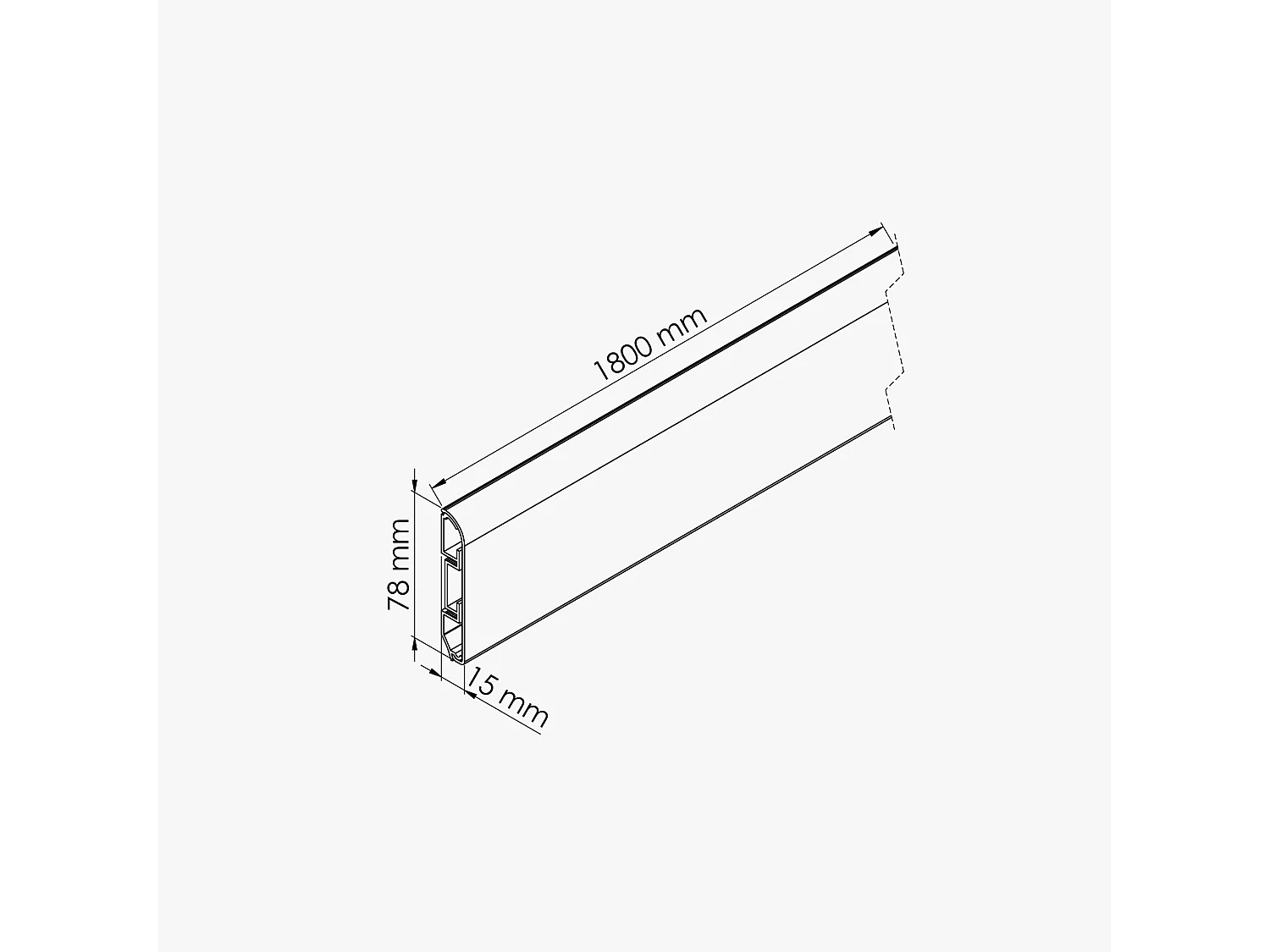 Plinthe Passe-Câble PVC 80 mm - Blanc - 1.80 m, À l'unité