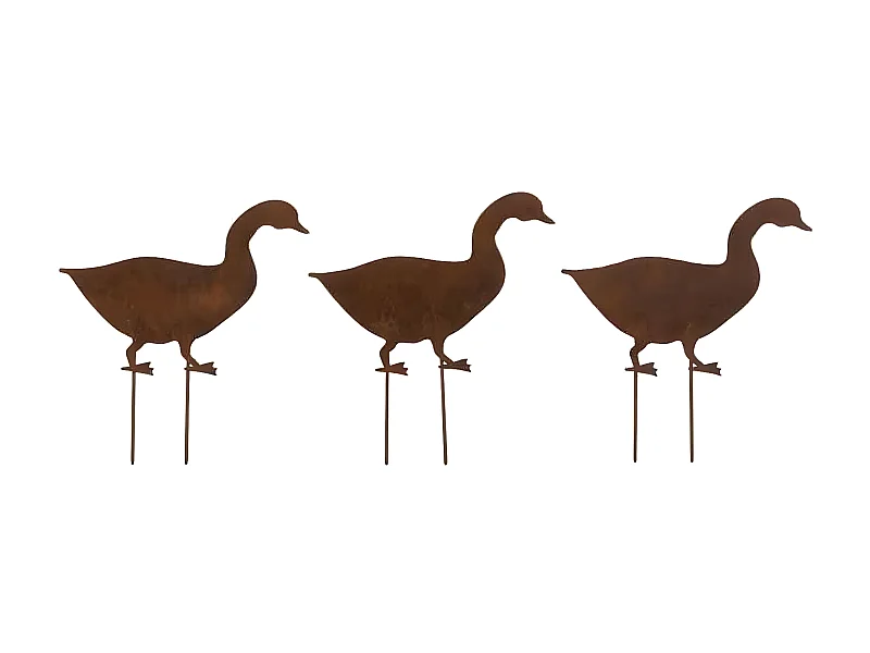 Décoration de Jardin "3 Canards" 25cm Marron