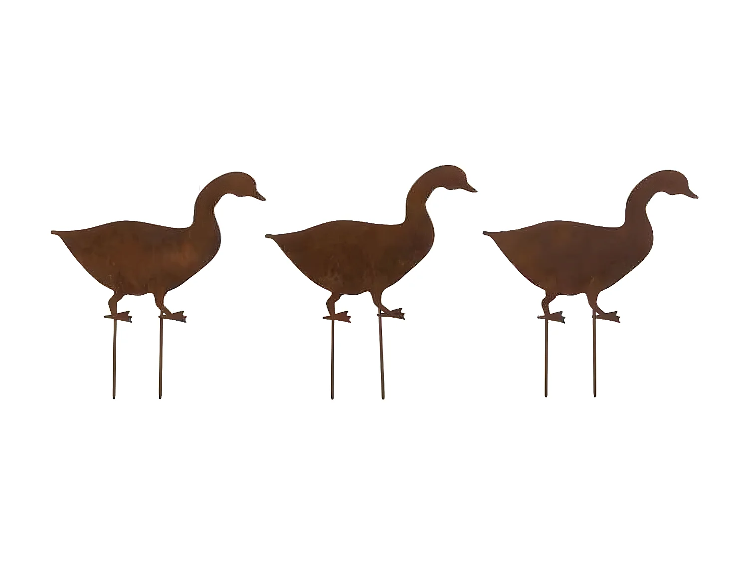 Décoration de Jardin "3 Canards" 25cm Marron