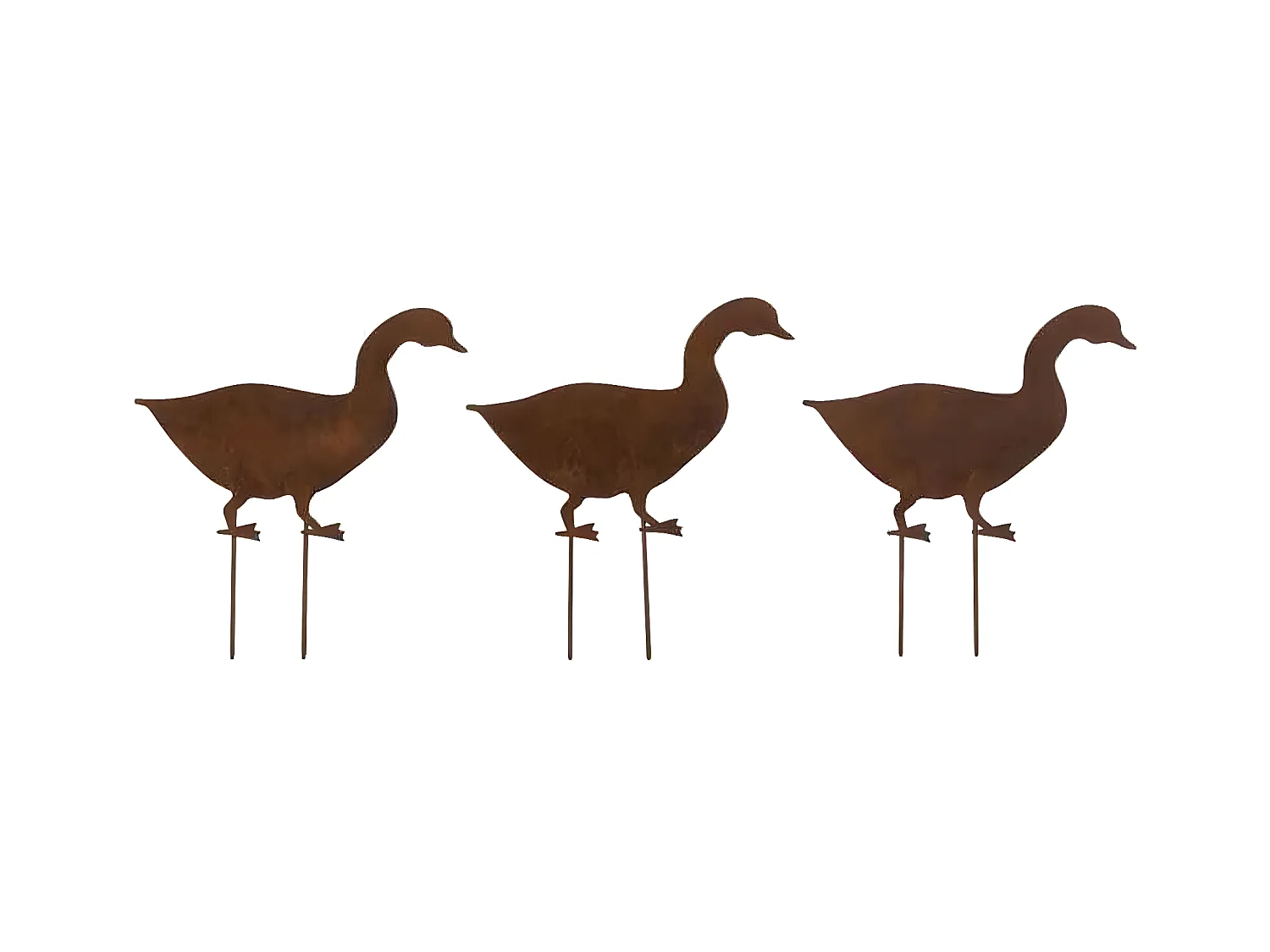 Décoration de Jardin "3 Canards" 25cm Marron