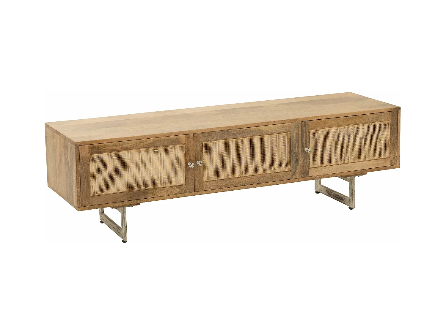 Meuble TV en Bois 3 Portes "Weaving" 120cm Naturel