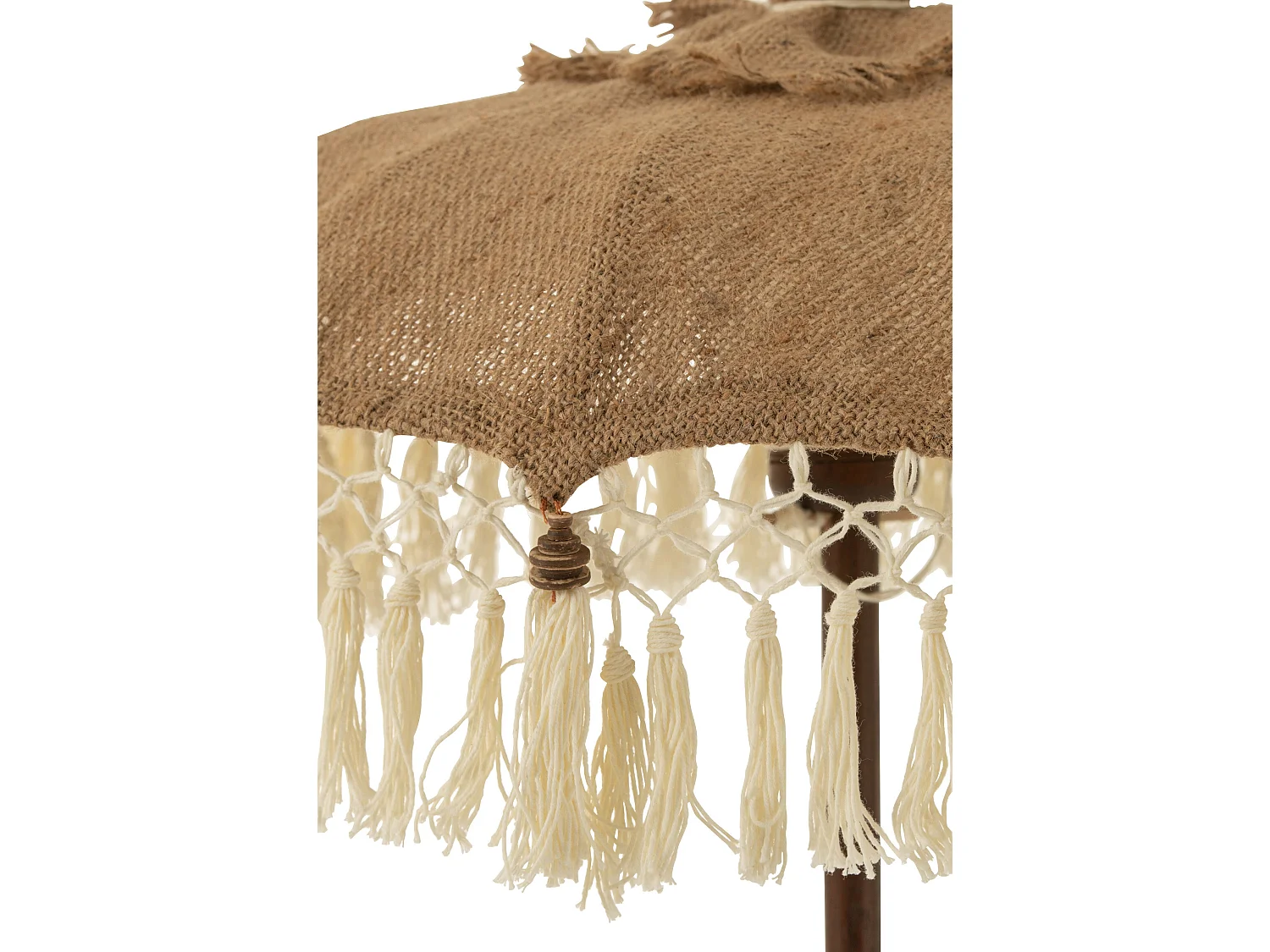 Parasol Déco en Jute "Pompons" 87cm Beige