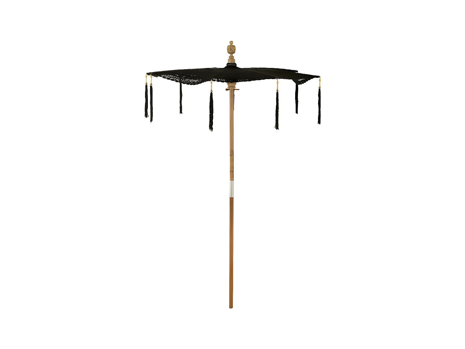 Parasol avec Pompons "Clark" 253cm Noir