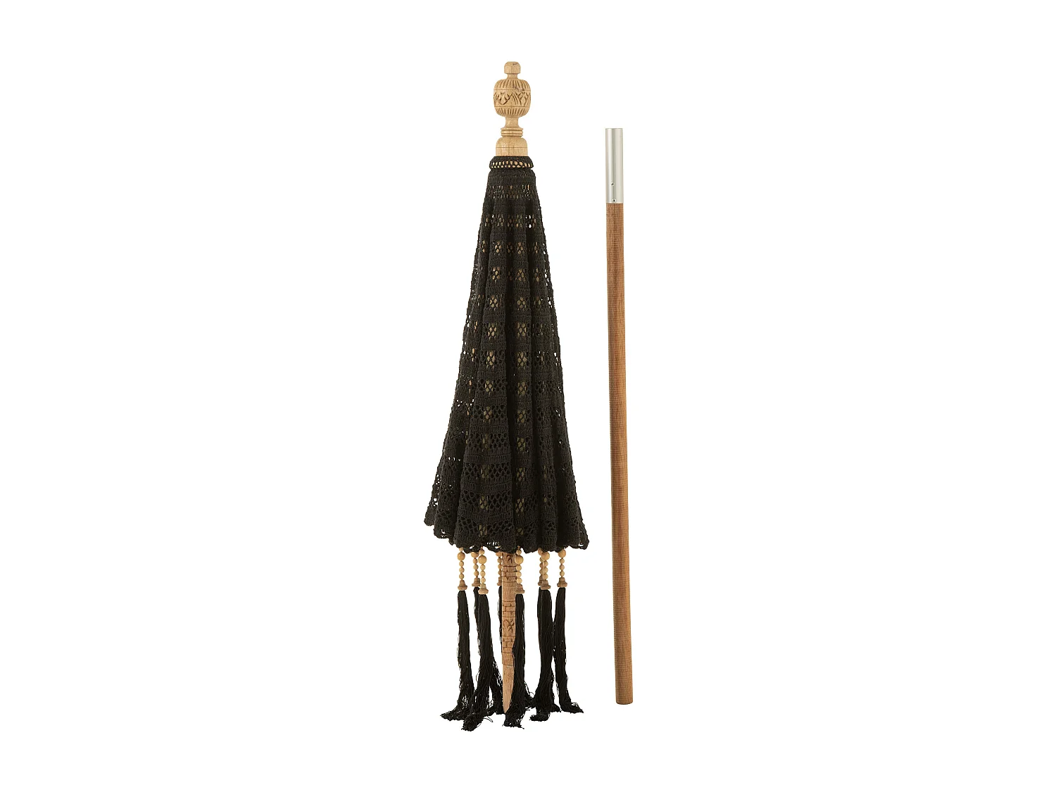 Parasol avec Pompons "Clark" 253cm Noir