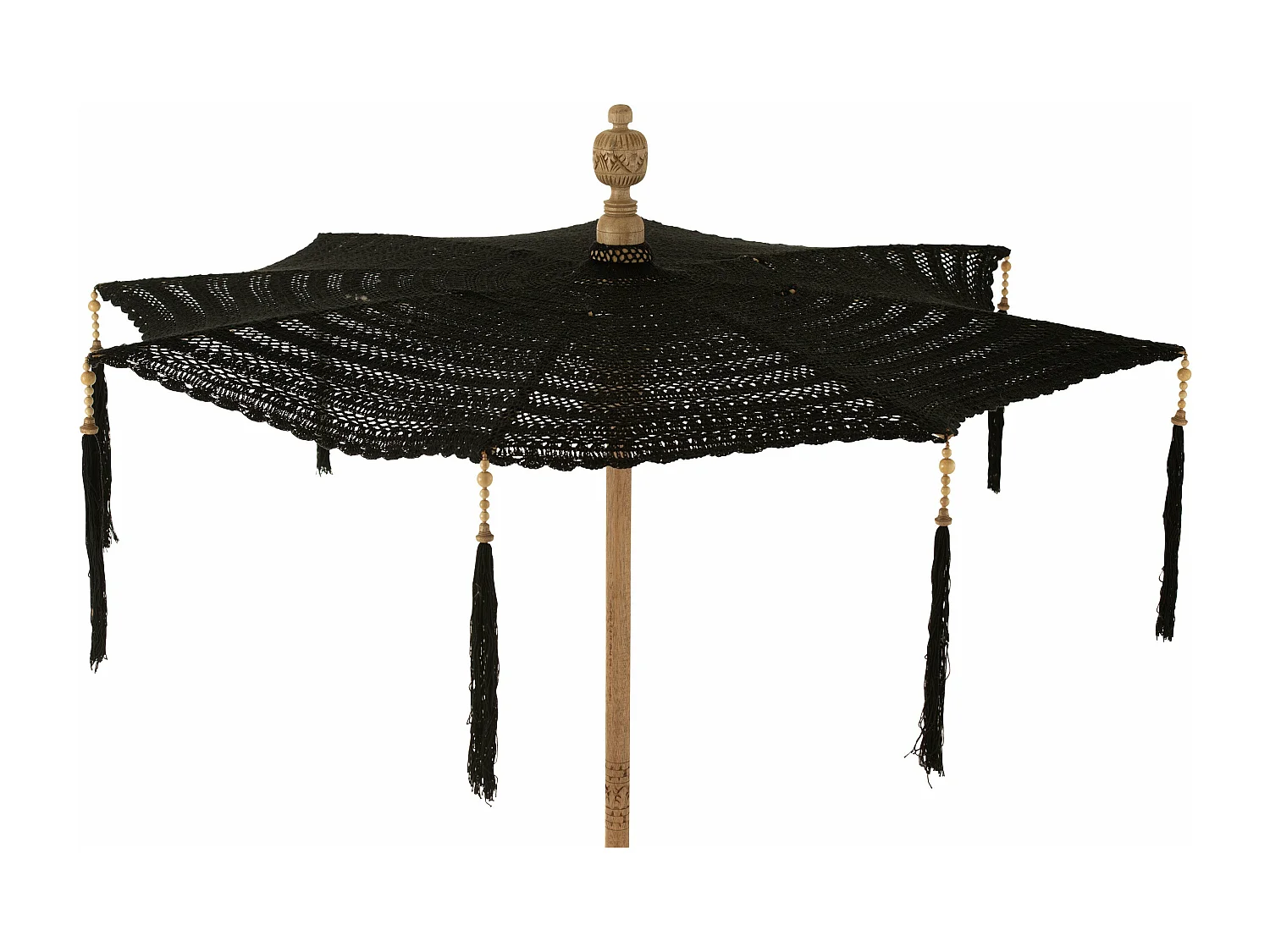 Parasol avec Pompons "Clark" 253cm Noir