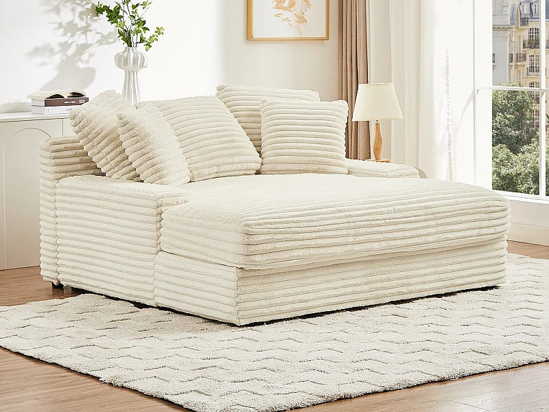 Recamiere 2-Sitzer - grob gerippter Cord - Beige - ESARTO von Pascal Morabito