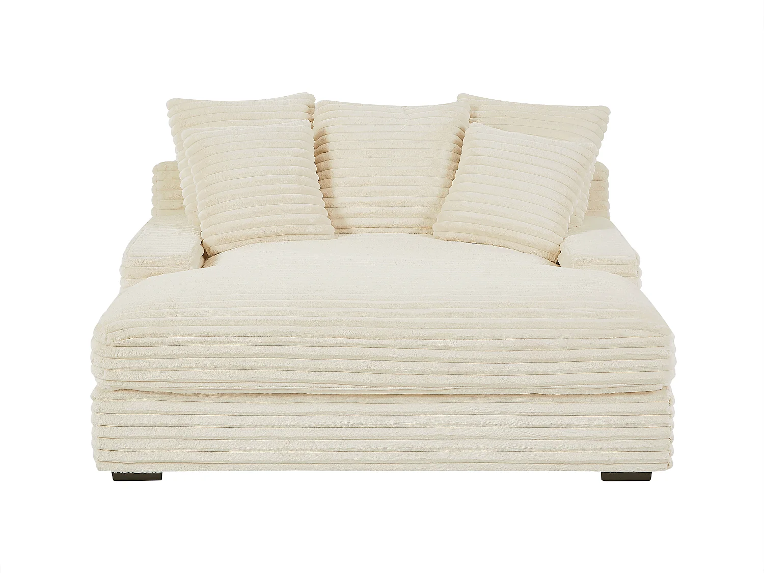 Tweezits-meridienne van beige ribfluweel met brede ribbels ESARTO van Pascal Morabito