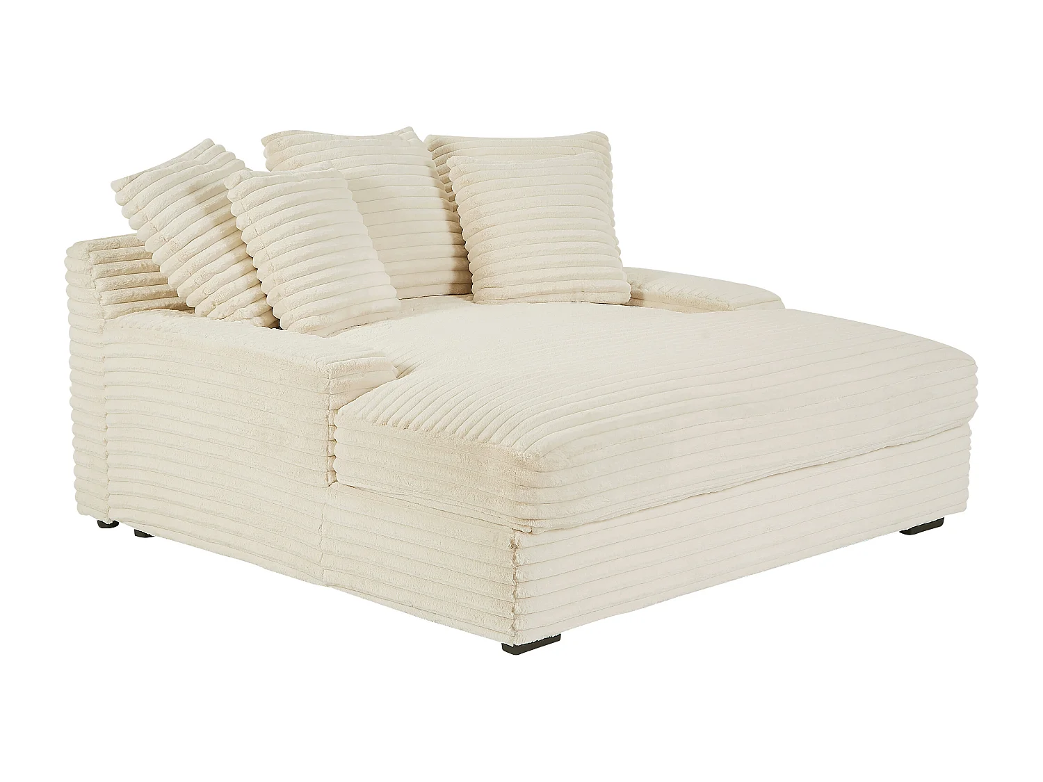 Tweezits-meridienne van beige ribfluweel met brede ribbels ESARTO van Pascal Morabito