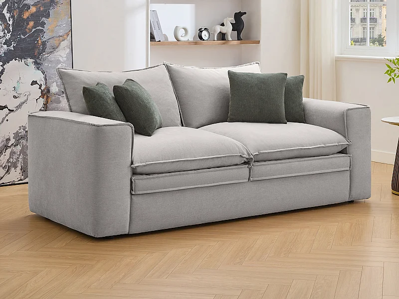 Kanapa 3-osobowa z jasnoszarą tapicerką - PORALO