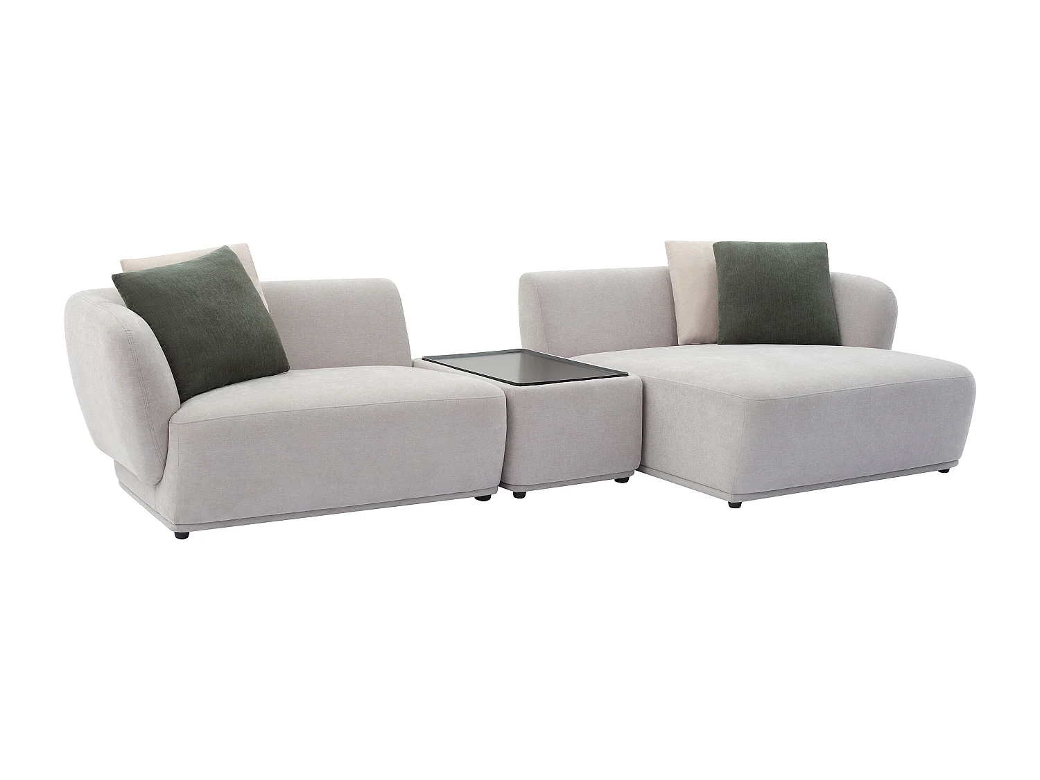 Divano angolo a destra modulare con ripiano in Tessuto Grigio - RANASO