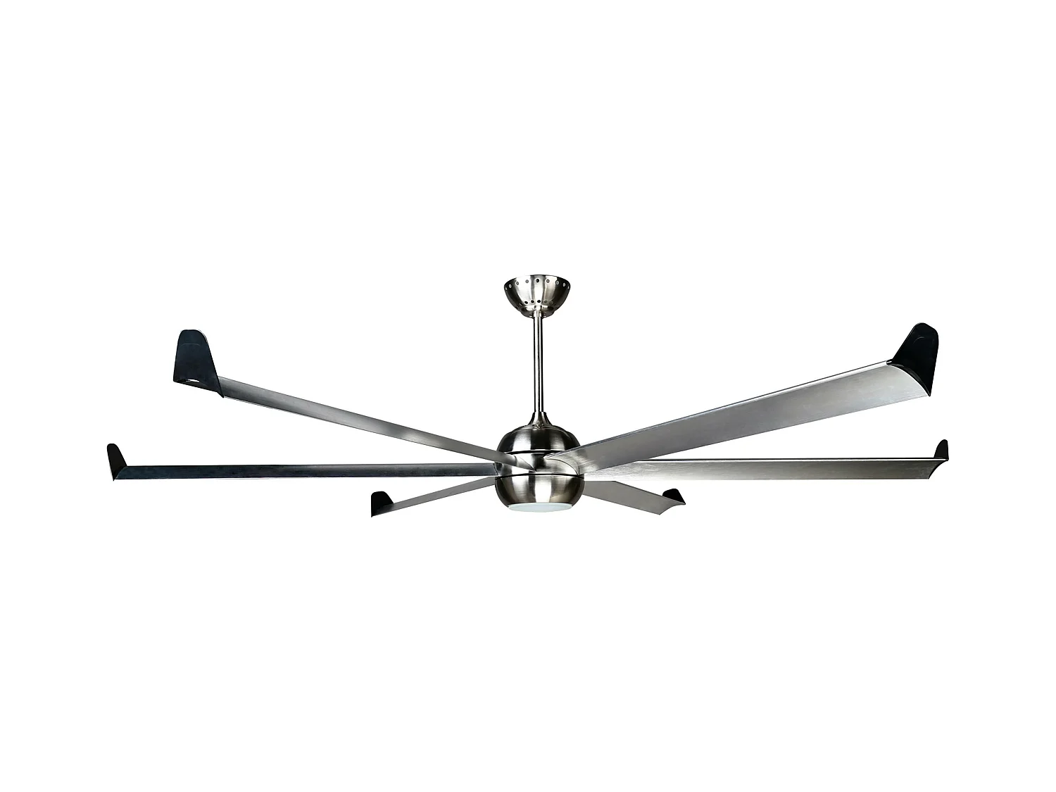 Ventilateur de plafond DC argent avec pales en aluminium 236cm et lumière pour 125m2