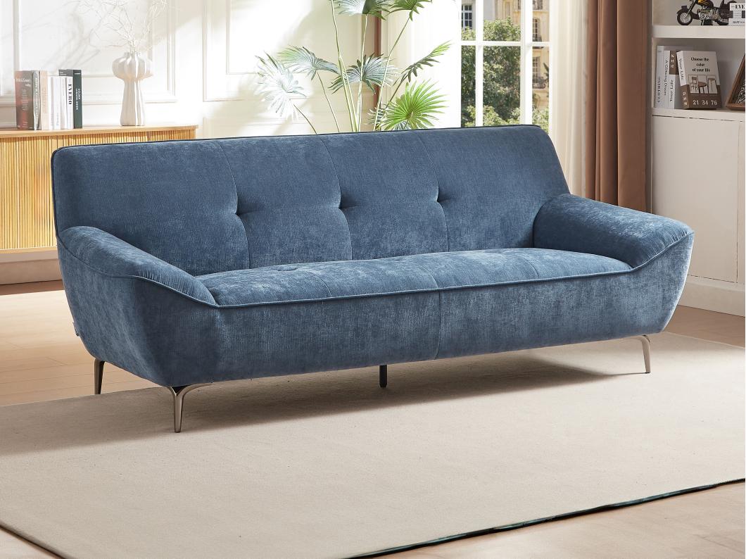 Zitbank 3 plaatsen in blauwe stof PAVULIA