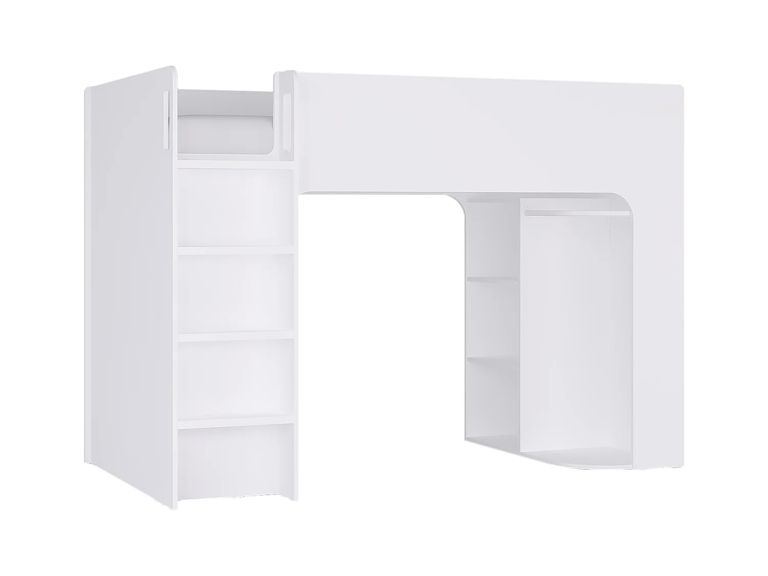 Hoogslaper 90 x 190 cm met opbergruimte - Wit - Met matras - COLUMI