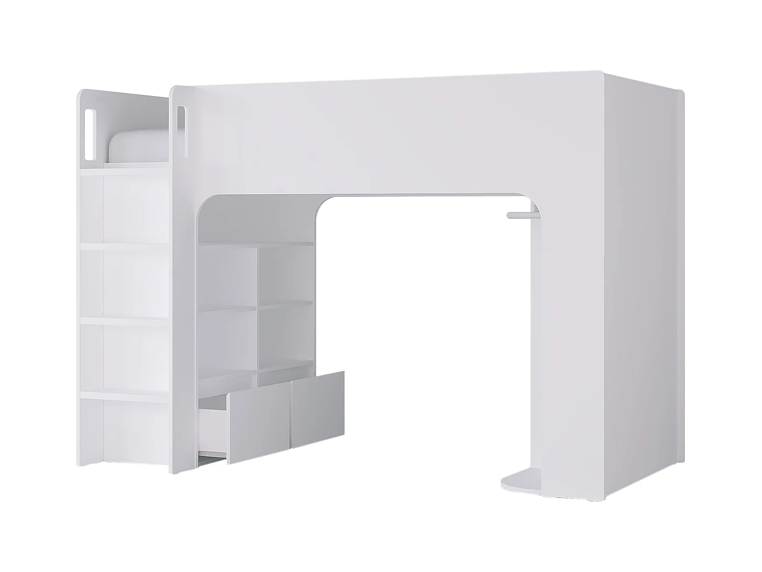 Hoogslaper 90 x 190 cm met opbergruimte - Wit - Met matras - COLUMI