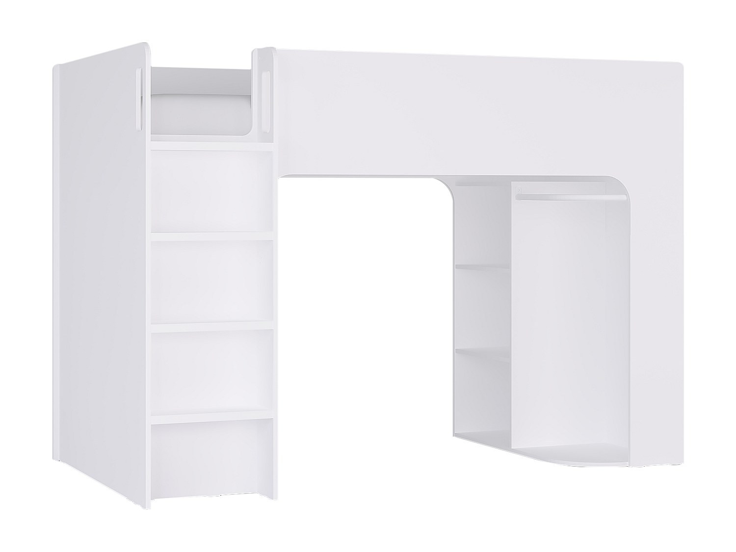 Loftsäng 90 x 190 cm med förvaring - Vit - Med madrass - COLUMI
