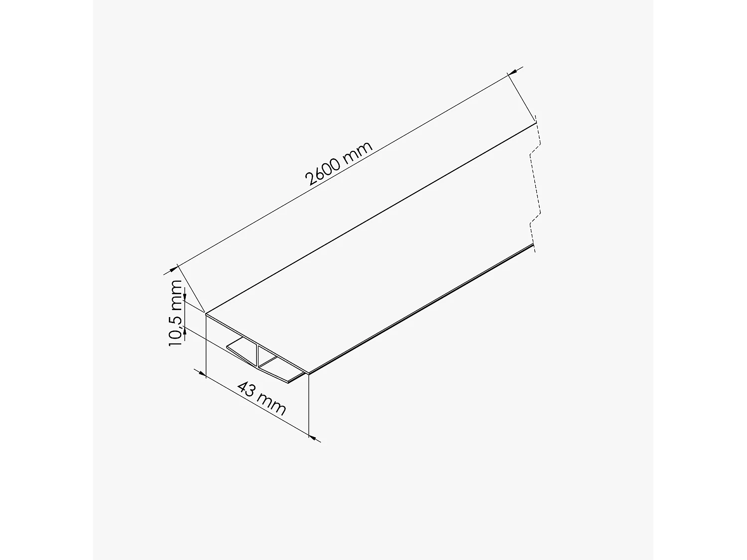 Profil de Jonction PVC 8 mm - Longueur 2.60 m - Blanc