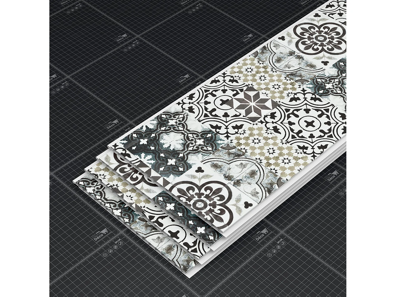 Lambris PVC 250 mm - Lot de 4 Lames - Carreaux de Ciment