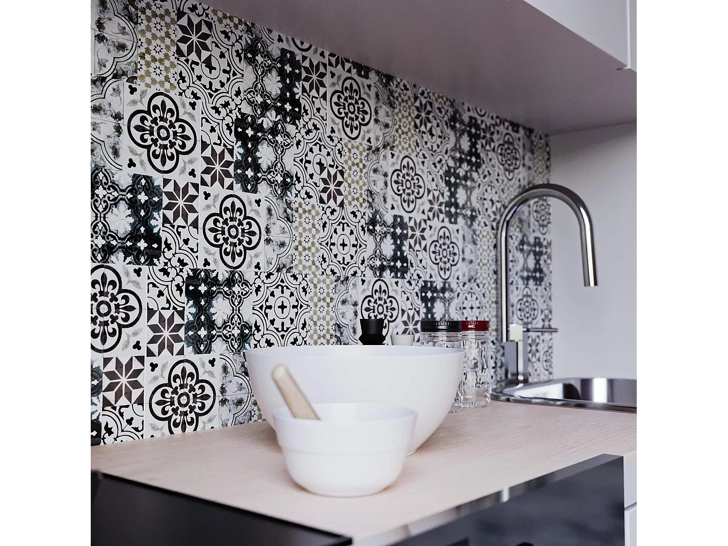 Lambris PVC 250 mm - Lot de 4 Lames - Carreaux de Ciment