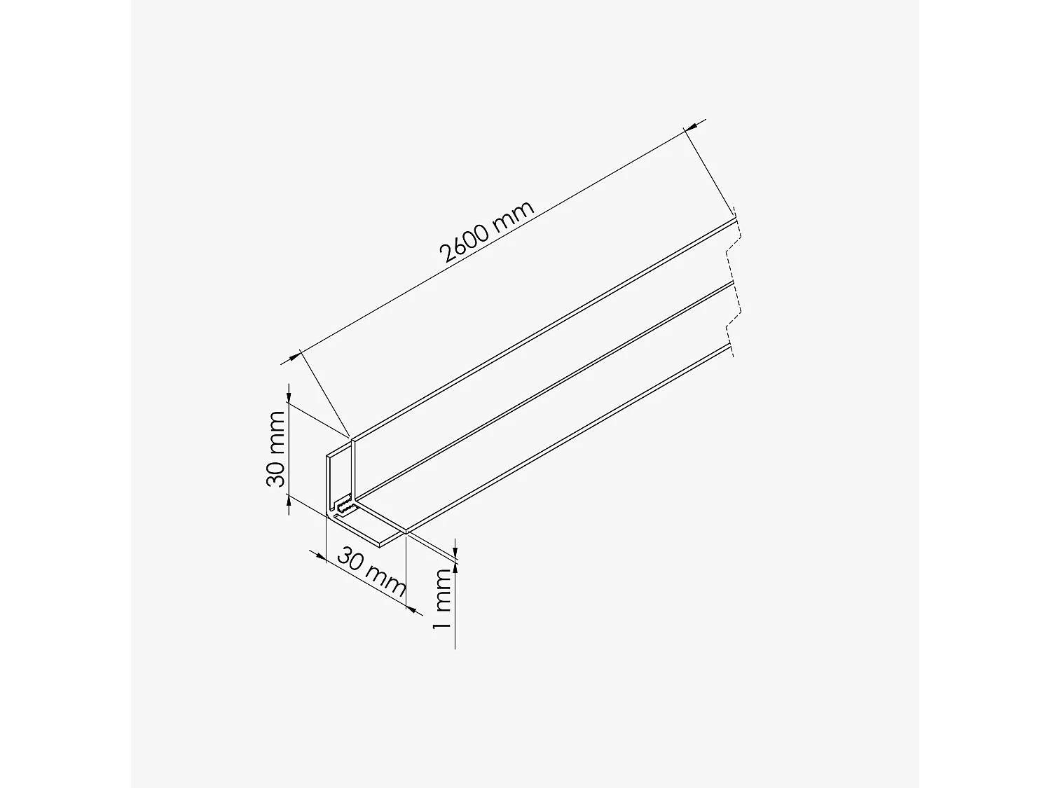 Profil d'Angle PVC Alimentaire 8 mm - Longueur 2.60 m - Blanc