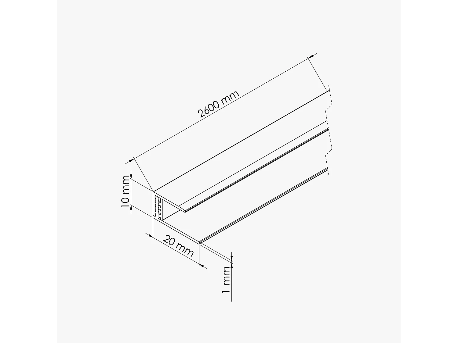 Profil d'Arrêt PVC Clipsable 8 mm - Longueur 2.60 m - Blanc