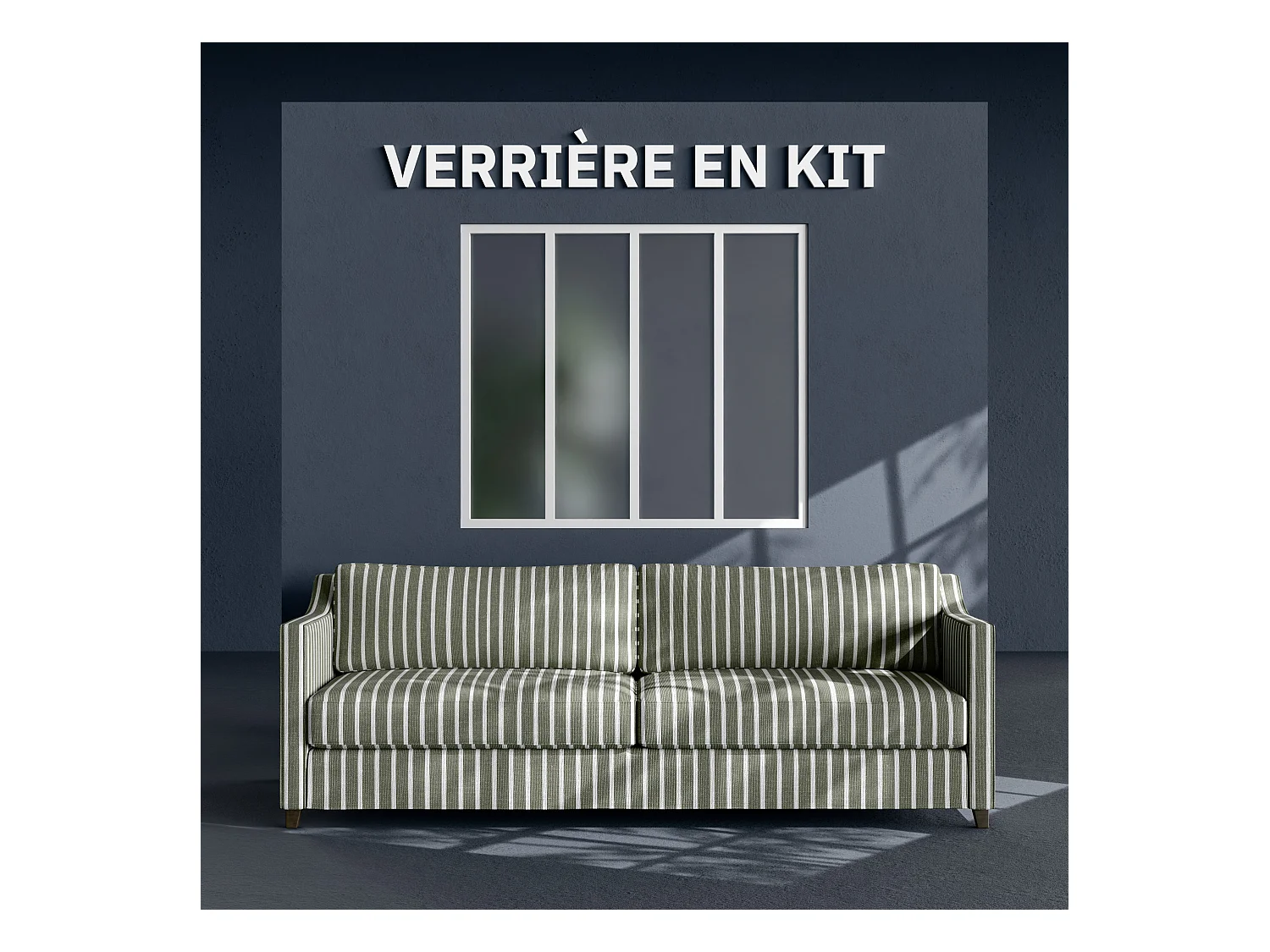 Verrière 4 Carreaux - En Kit - Blanc - Verre Dépoli