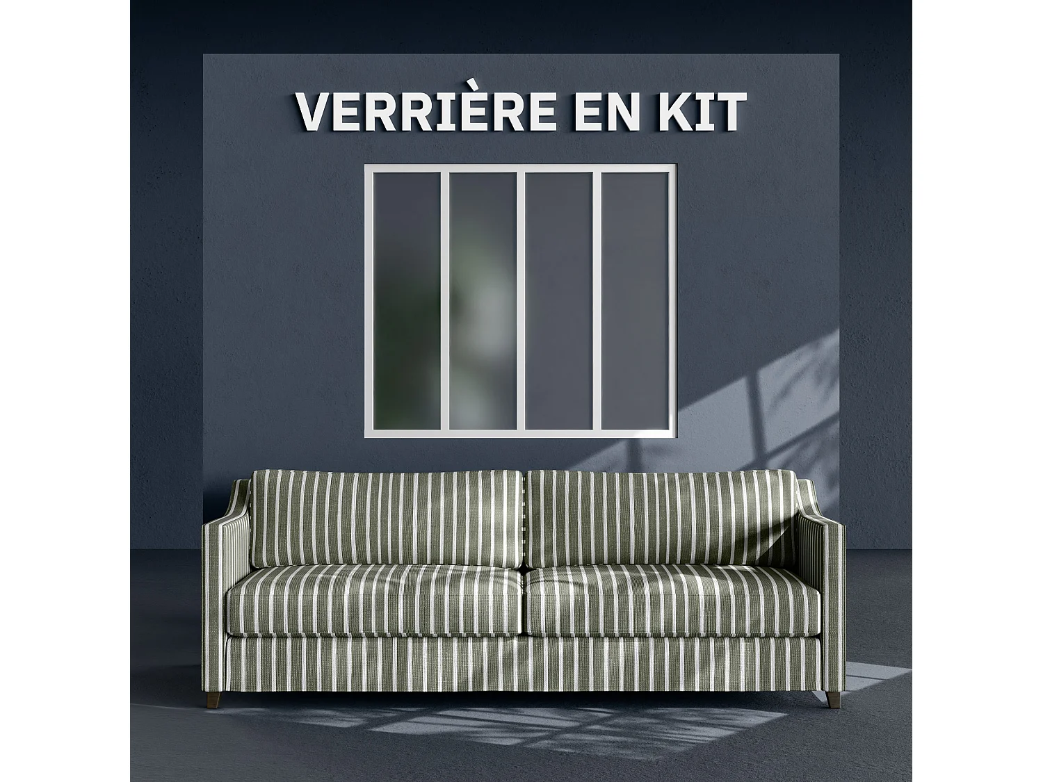 Verrière 4 Carreaux - En Kit - Blanc - Verre Dépoli