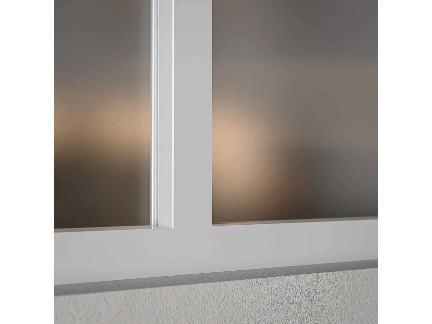 Verrière 4 Carreaux - En Kit - Blanc - Verre Dépoli