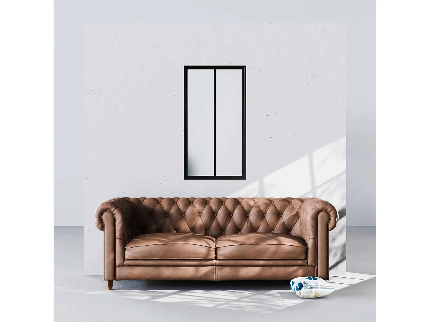 Verrière 2 Carreaux - Déjà Montée - Noir Mat - Verre Dépoli