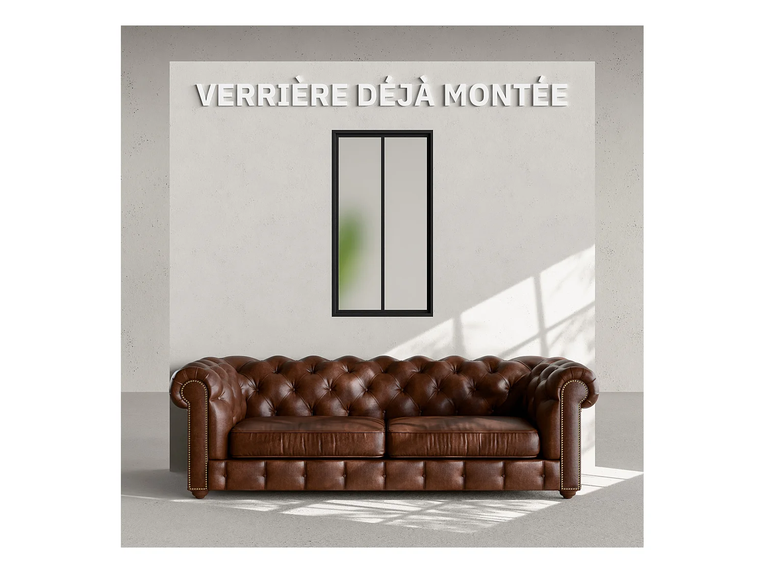 Verrière 2 Carreaux - Déjà Montée - Noir Mat - Verre Dépoli