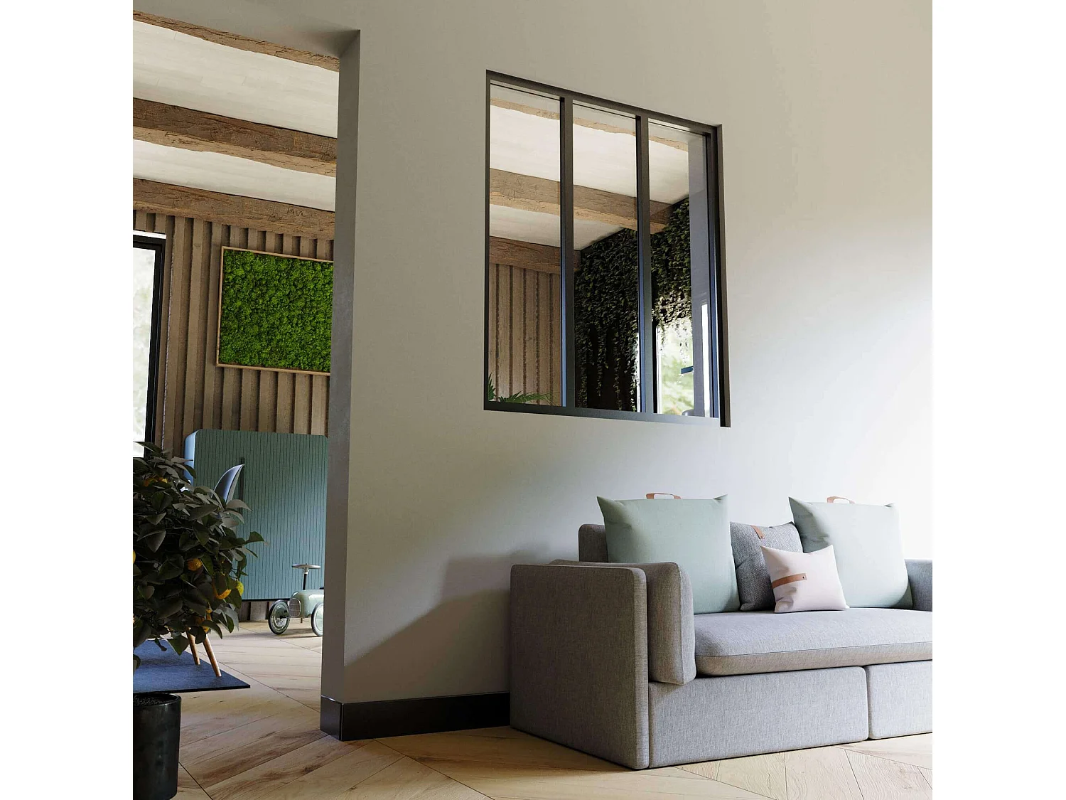 Verrière 3 Carreaux - En Kit - Noir Sablé