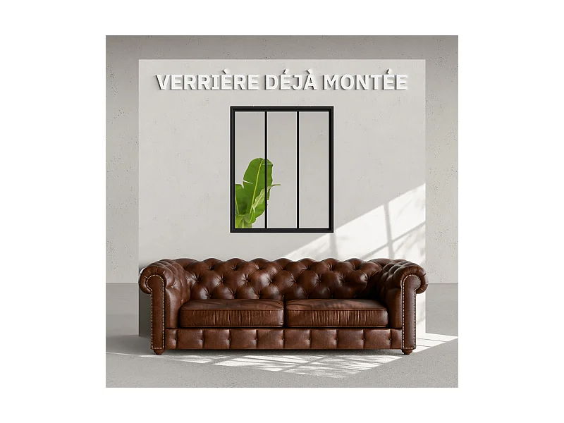 Verrière 3 Carreaux - Déjà Montée - Noir Mat