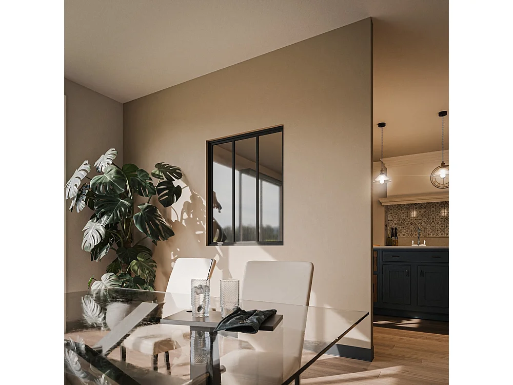 Verrière 3 Carreaux - Déjà Montée - Noir Mat