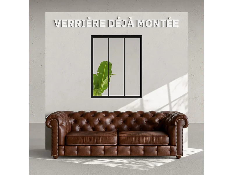 Verrière 3 Carreaux - Déjà Montée - Noir Mat