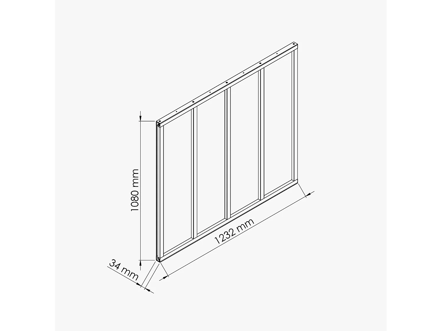 Verrière 4 Carreaux - En Kit - Noir Sablé - Verre Dépoli