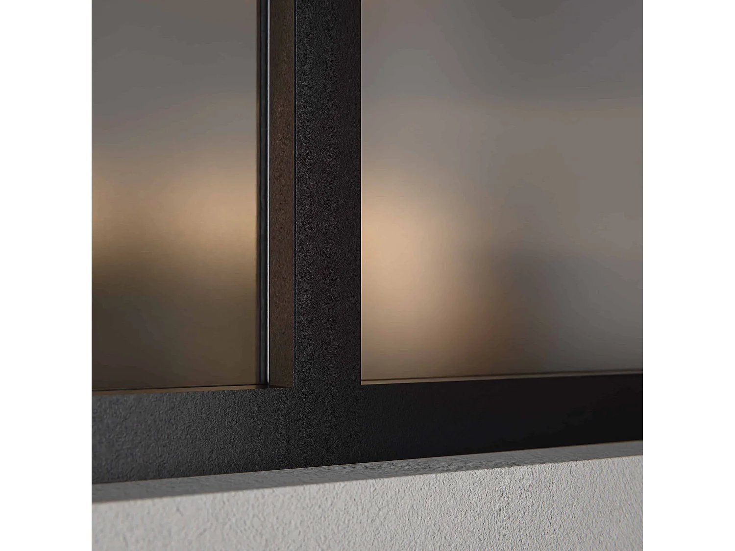 Verrière 4 Carreaux - En Kit - Noir Sablé - Verre Dépoli