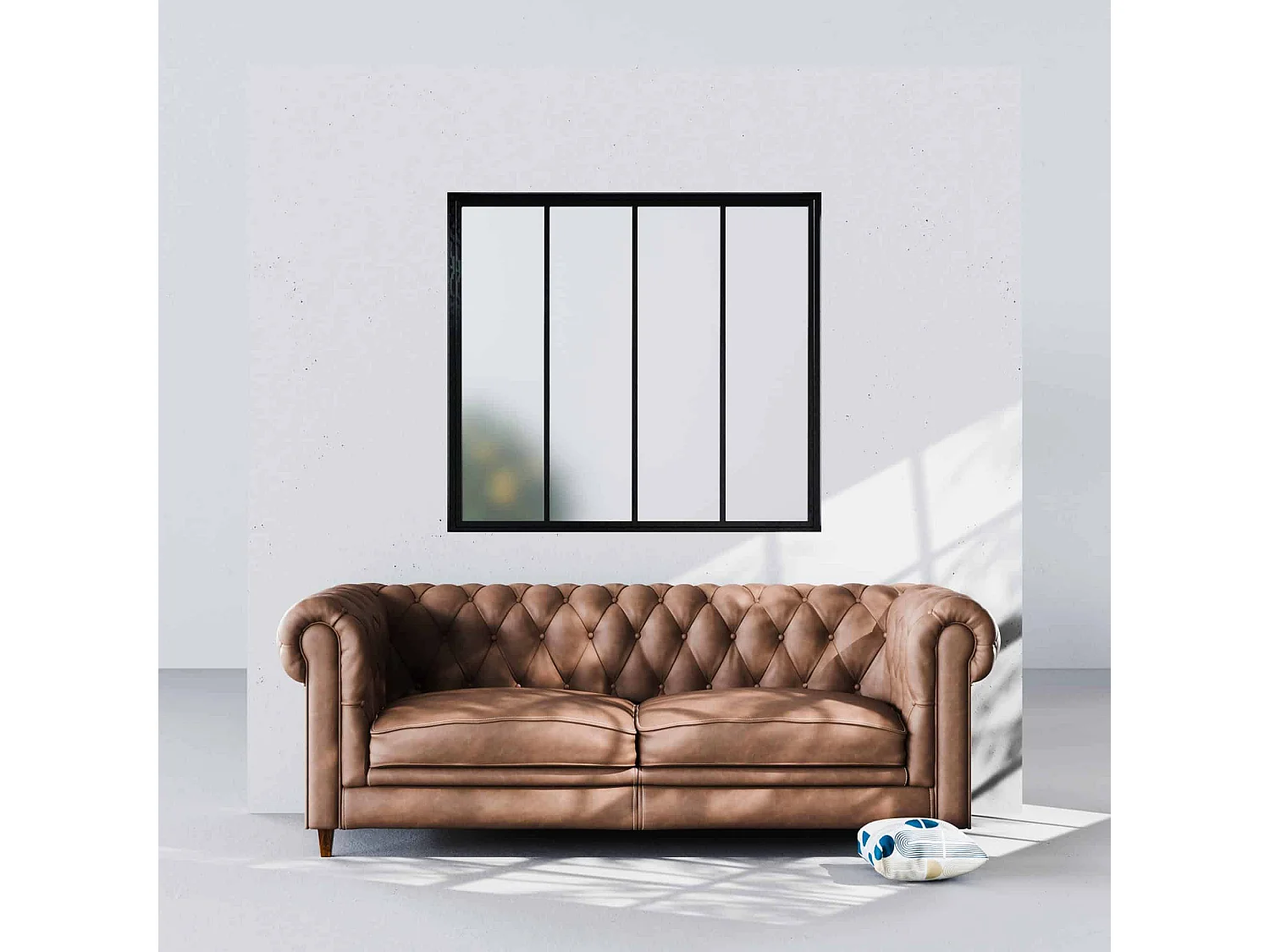 Verrière 4 Carreaux - Déjà Montée - Noir Mat - Verre Dépoli