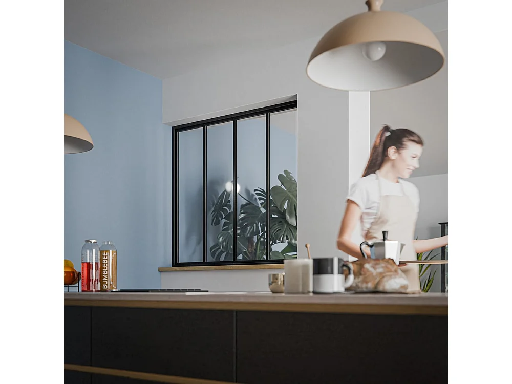 Verrière 4 Carreaux - Déjà Montée - Noir Mat