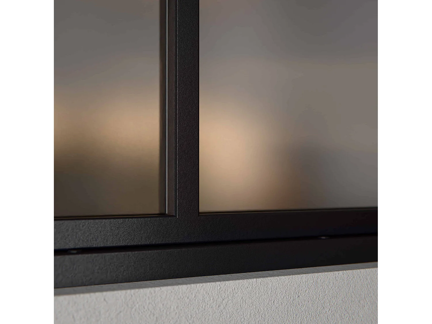 Verrière 3 Carreaux - Déjà Montée - Noir Mat - Verre Dépoli