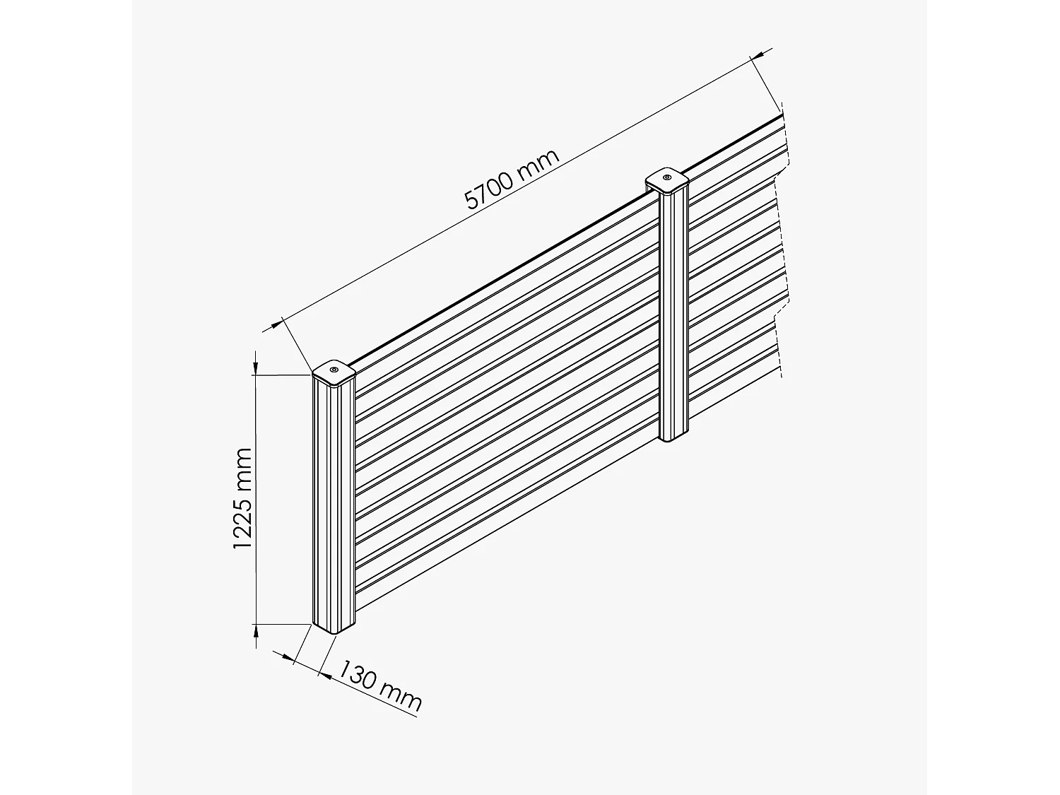 Kit Clôture PRO PVC Blanc H. 120 cm x L. 5.70 m - 10 Lisses claire-voie