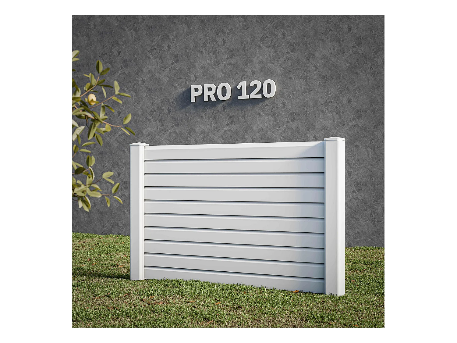 Kit Clôture PRO PVC Blanc H. 120 cm x L. 5.70 m - 10 Lisses claire-voie