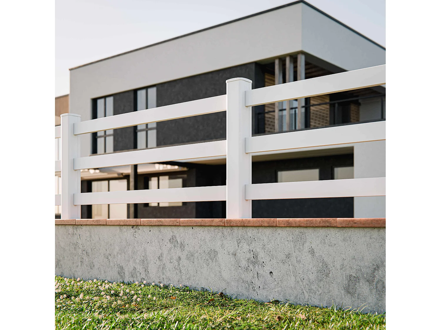 Kit Clôture PRO PVC Blanc H. 90 cm x L. 5.70 m - 3 Lisses