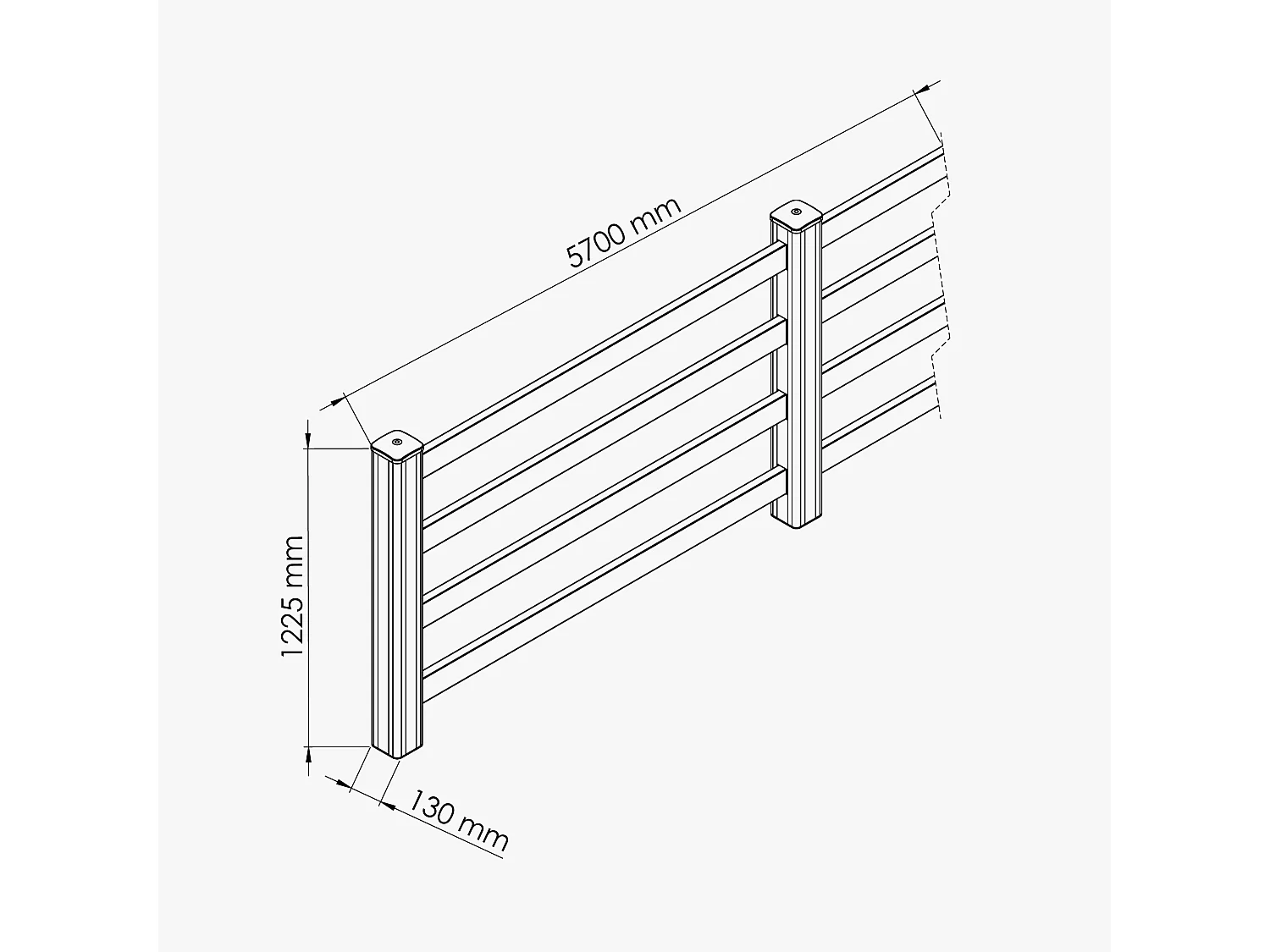 Kit Clôture PRO PVC Blanc H. 120 cm x L. 5.70 m - 4 Lisses