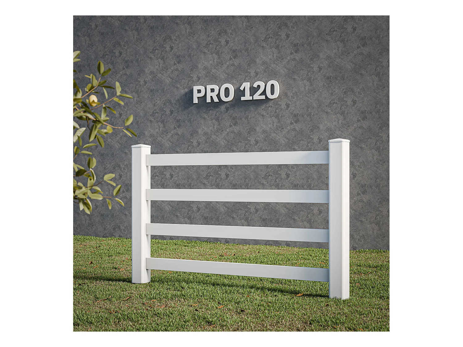 Kit Clôture PRO PVC Blanc H. 120 cm x L. 5.70 m - 4 Lisses