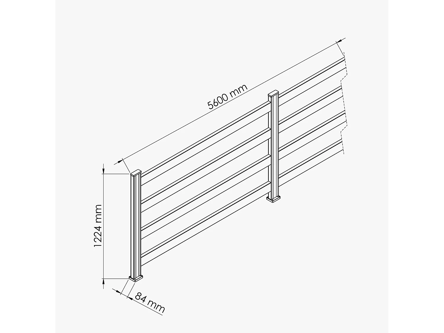 Kit Clôture SLIM PVC Blanc H. 120 cm x L. 5.60 m - 4 Lisses