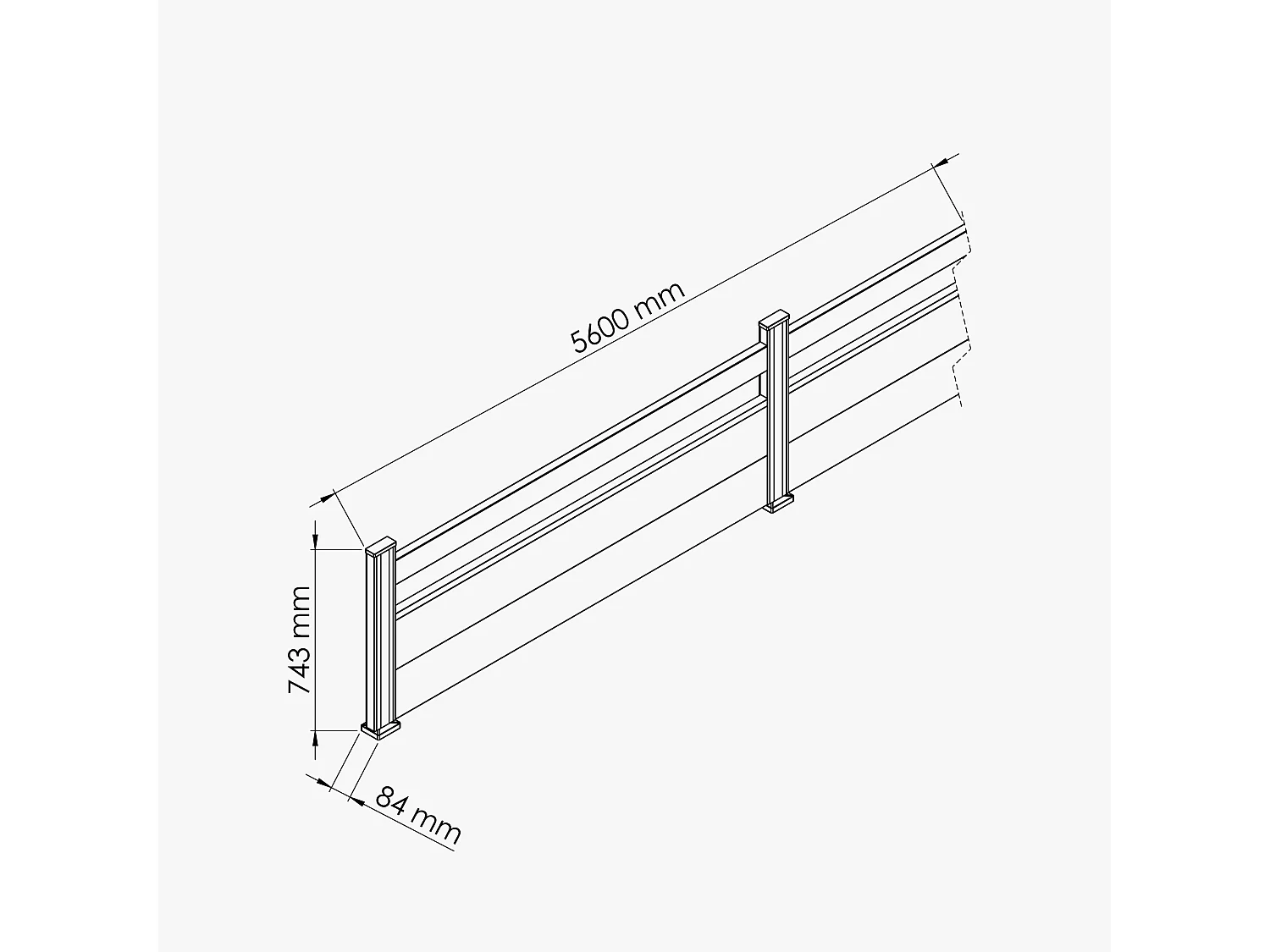 Kit Clôture SLIM PVC Blanc H. 72 cm x L. 5.60 m - 1 lisse + 2 soubassements