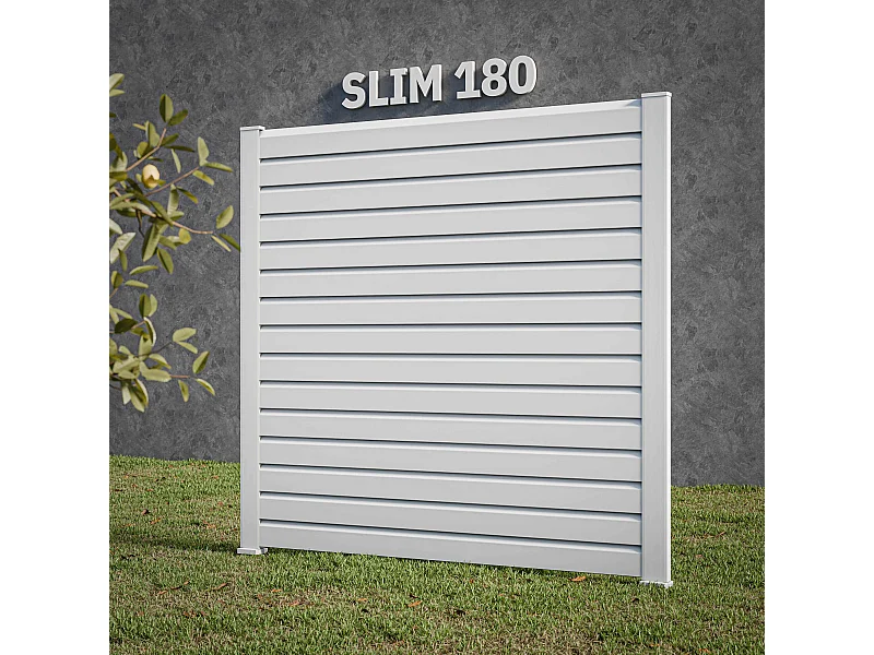 Kit Clôture SLIM PVC Blanc H. 180 cm x L. 5.60 m - 15 Lisses claire-voie