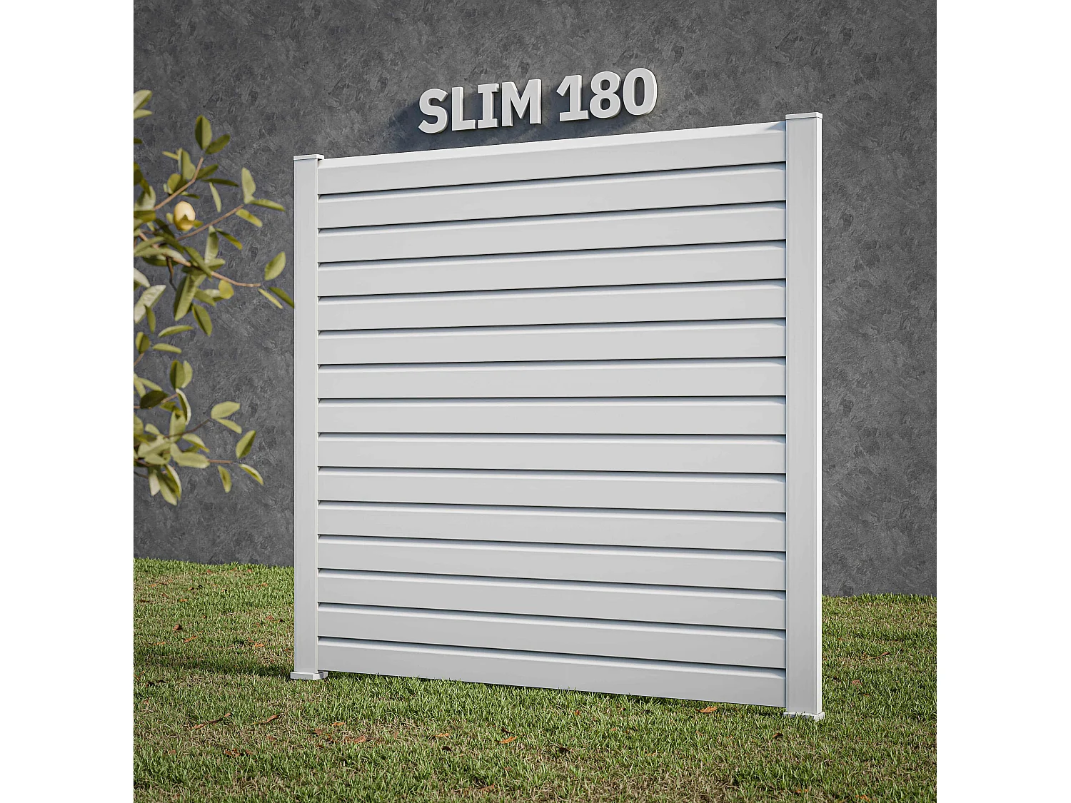 Kit Clôture SLIM PVC Blanc H. 180 cm x L. 5.60 m - 15 Lisses claire-voie