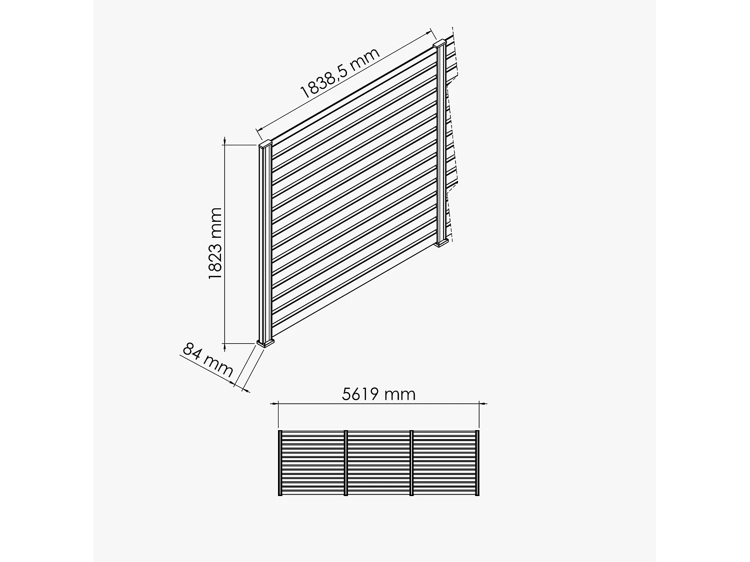 Kit Clôture SLIM PVC Blanc H. 180 cm - 15 Lisses claire-voie - 5,60 m