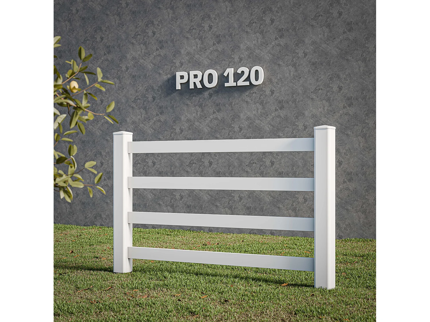 Kit Clôture PRO PVC Blanc H. 120 cm x L. 11.30 m - 4 Lisses